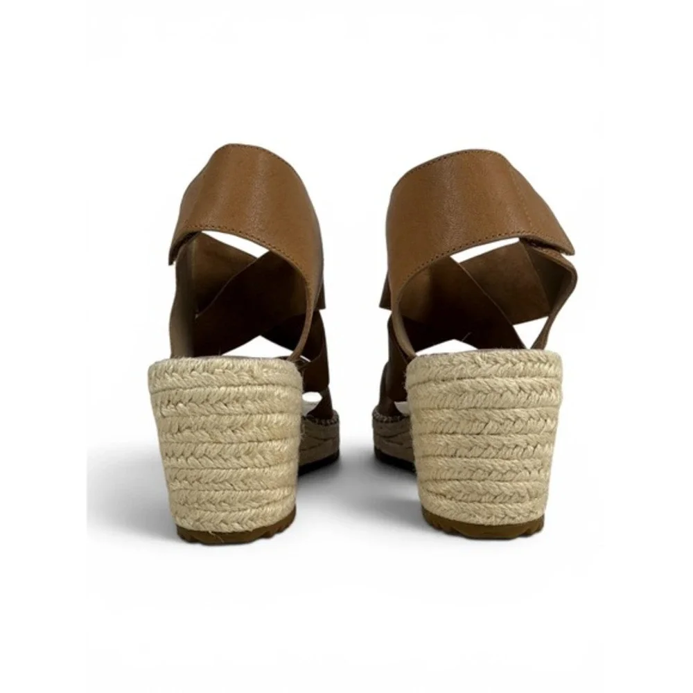 Eileen Fisher‎ Willow Espadrille Wedge Sandal Womens 9 Tan Tumbled Leather